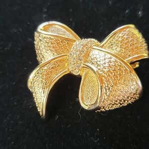 Christian Dior gold and crystal Bow Brooch